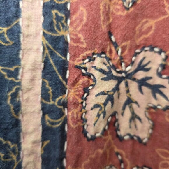 Vtg 70s Reversible Indian Cotton Toggle Jacket/Coat with Leaf Print - Picture 5 of 10